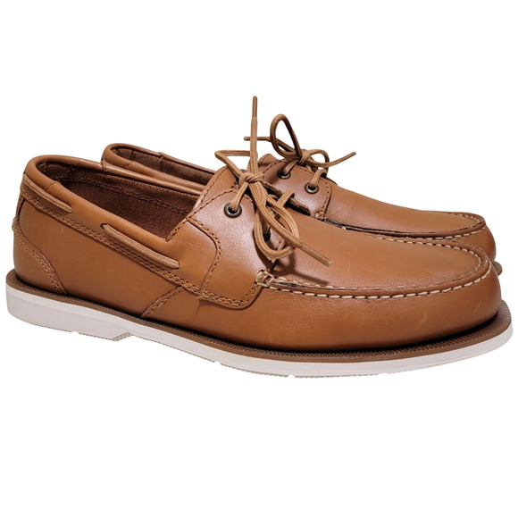 Rockport Men South Port Boat Shoes Size US 13M Medium Natural Brown Leather